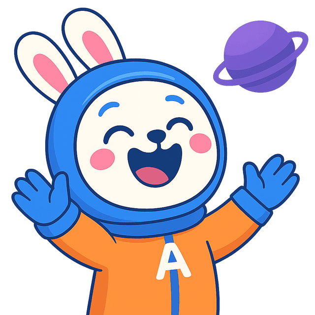 a bunny jumping with joy in space illustration png